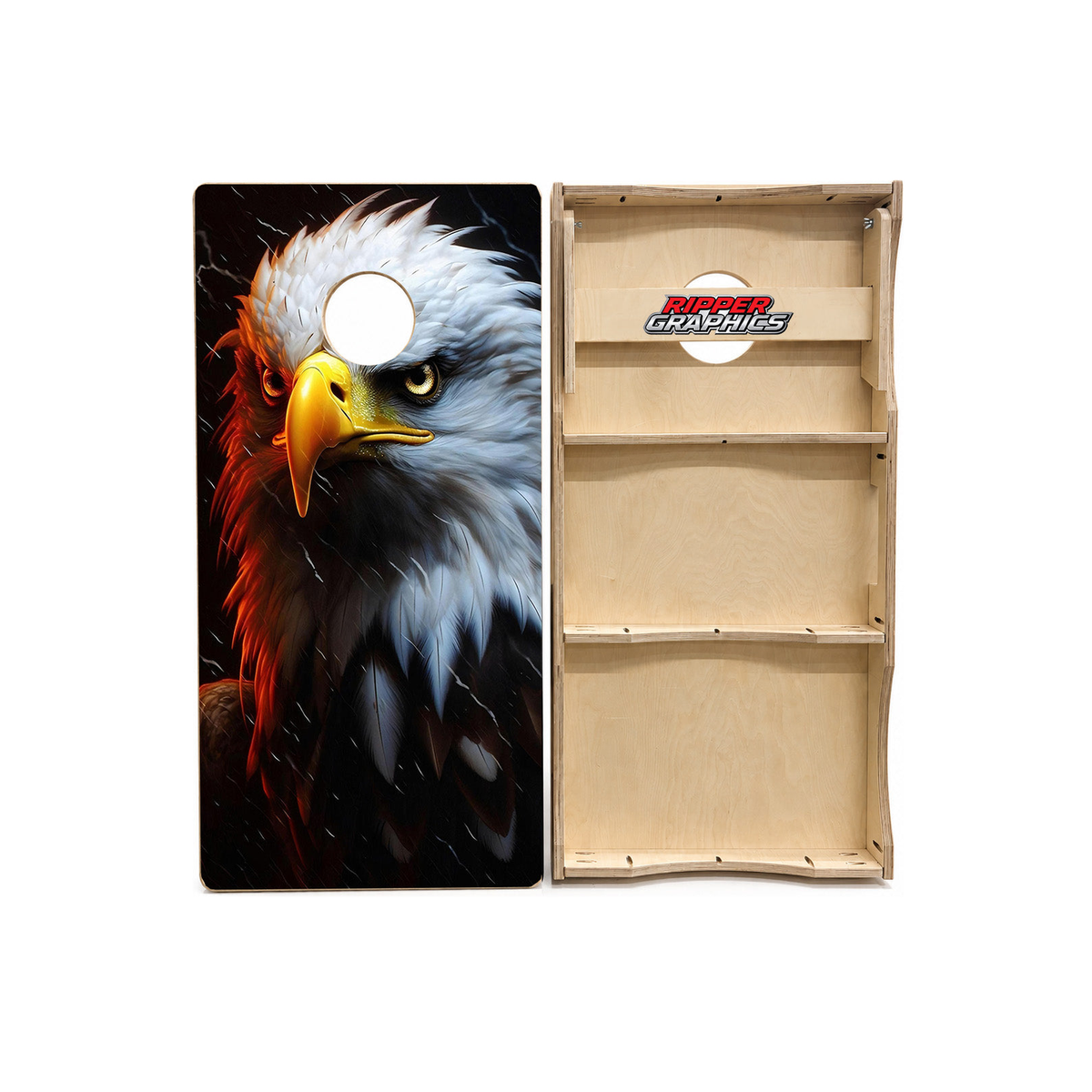 Angry American Bald Eagle Cornhole Design product photo