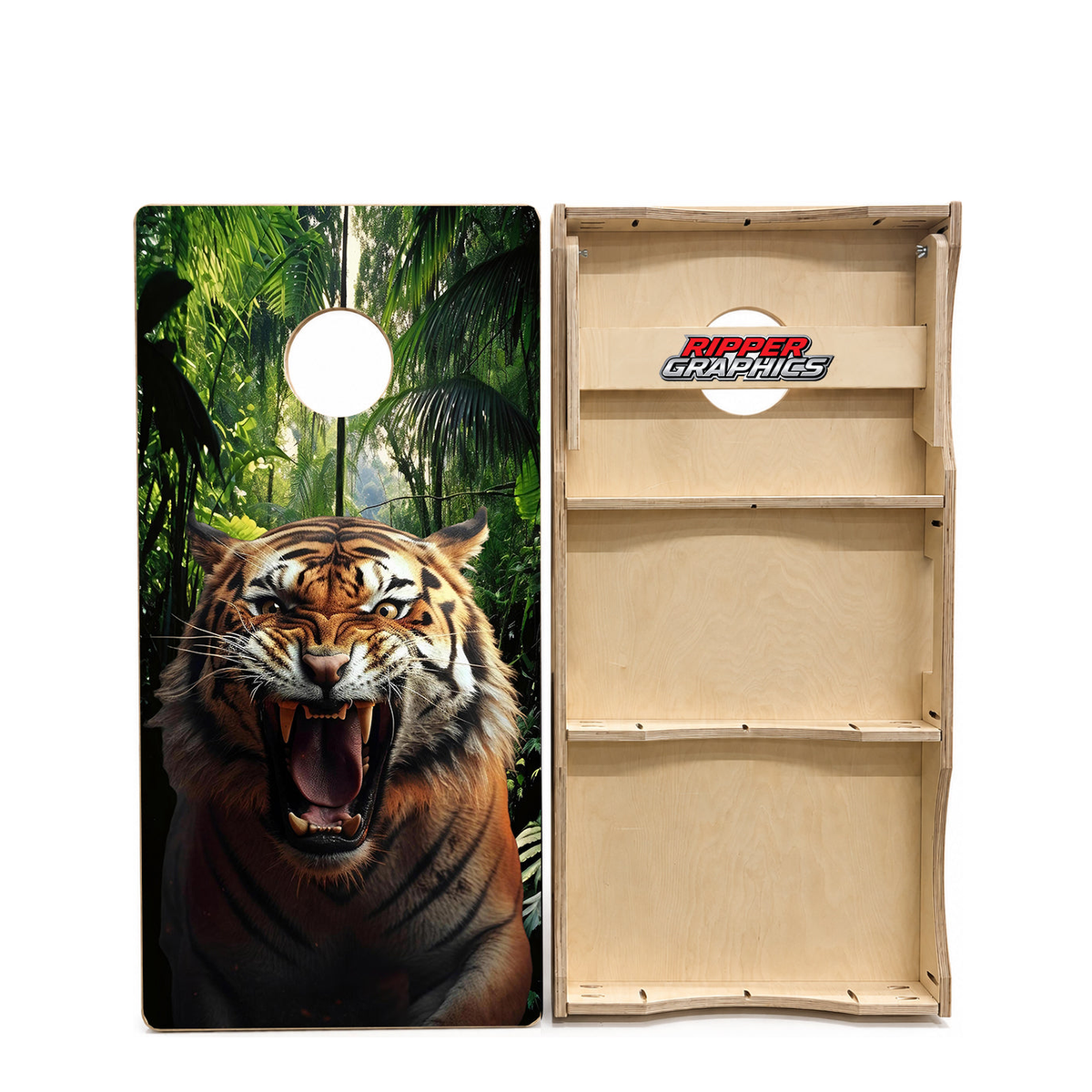 Angry Snarling Tiger Cornhole Design product photo
