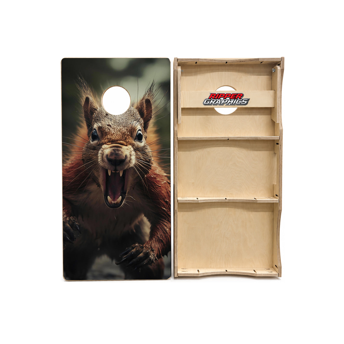 Angry Squirrel Cornhole Design product photo