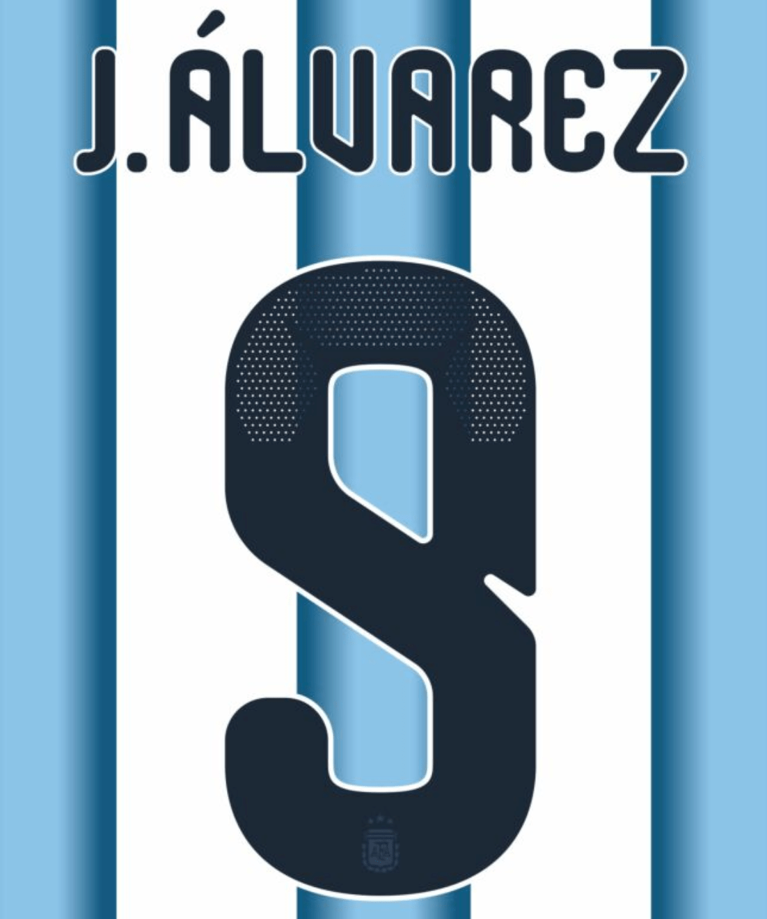 Argentina 2026- Home J. Alvarez #9 Official Name Set