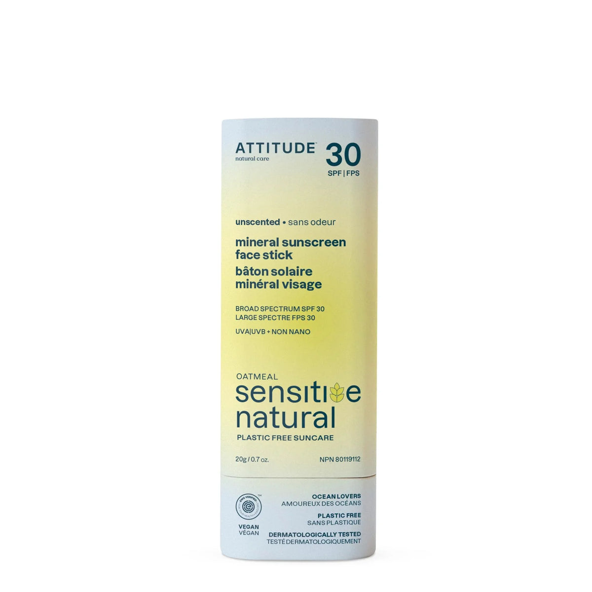 Attitude Unscented Face Sunscreen, 0.7 oz