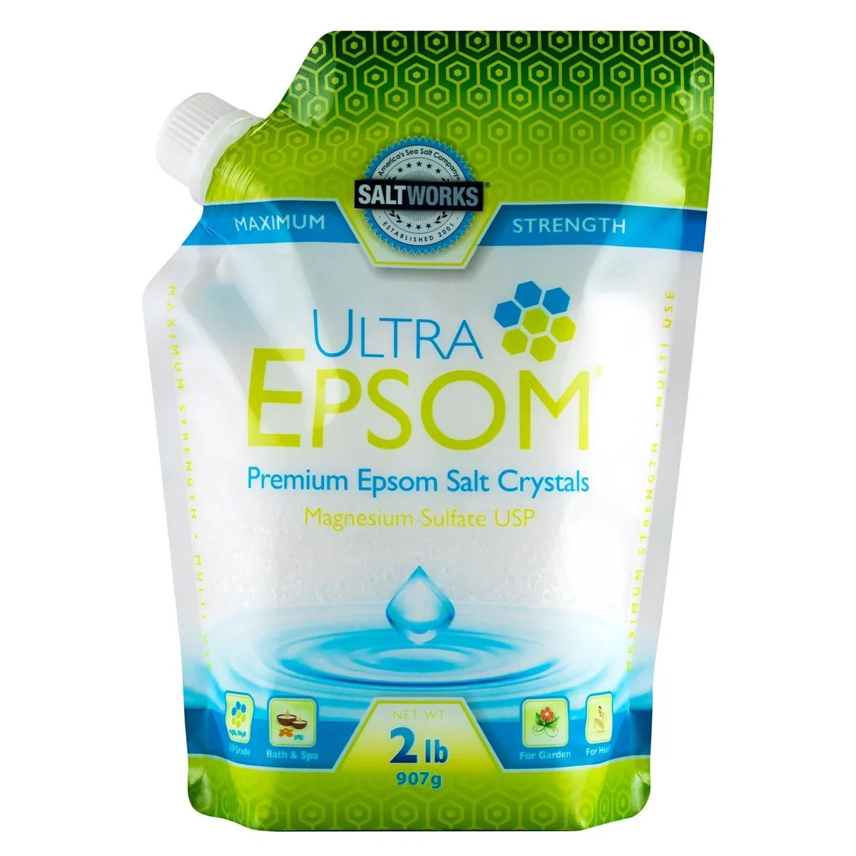 Saltworks Ultra Unscented Epsom Salt, 2 lb