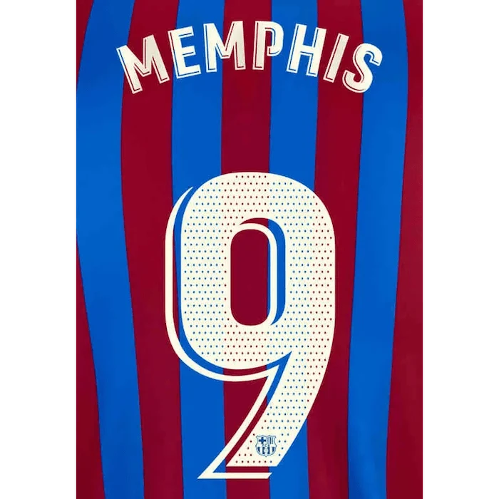 Barcelona 2021/22 Home Memphis #9 Jersey Name Set