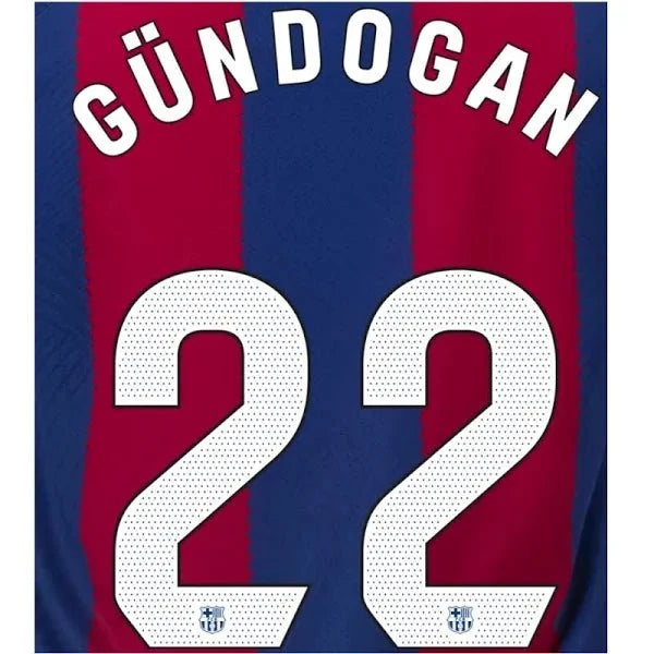 Barcelona 2023/24 Home Gundogan #22 Youth Jersey Name Set