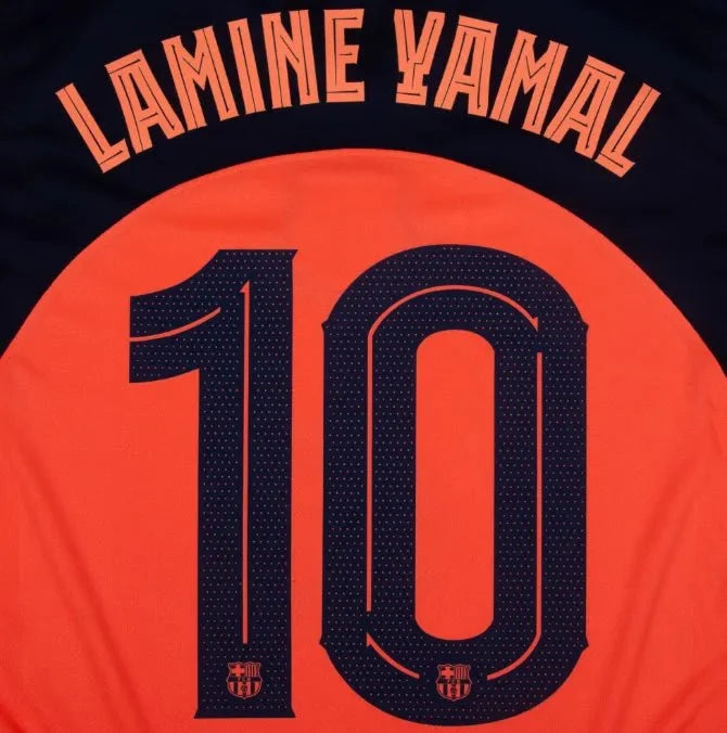 Barcelona 2025/26 Third LAMINE YAMAL #10 Youth Official Name Set (CL Version)
