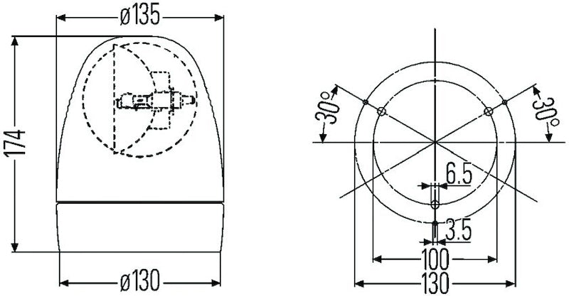 Hella Rotating Lamp H 24V Yellow Mg24 2Rl - View 3