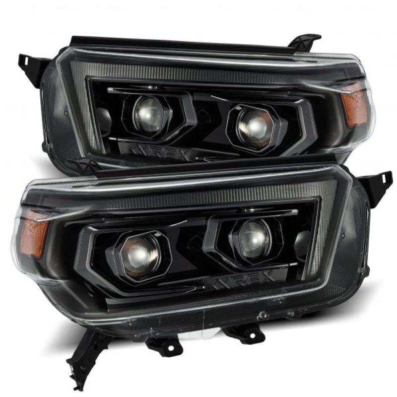 AlphaRex 10-13 Toyota 4Runner PRO-Series Proj Headlights Plank Style Alpha Blk w/Seq Signal/DRL - View 5