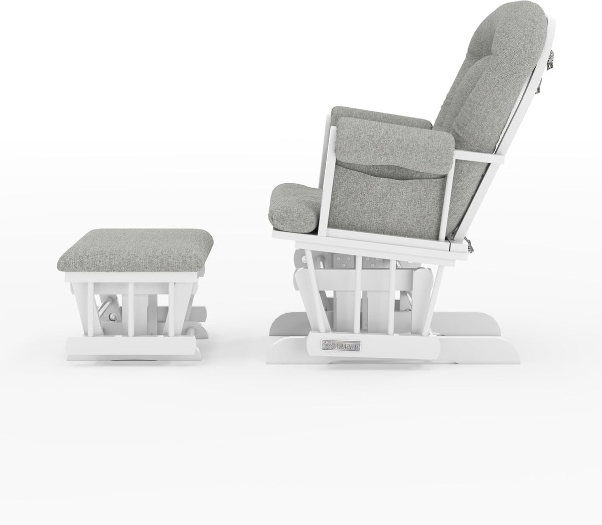Glider & Ottoman Set, Nursery Gliding Chair with Storage Pockets - View 8