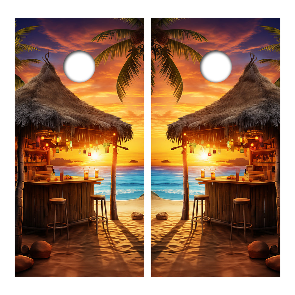Beach Tiki Hut Cornhole Design - Corn5025 - Great Call Athletics