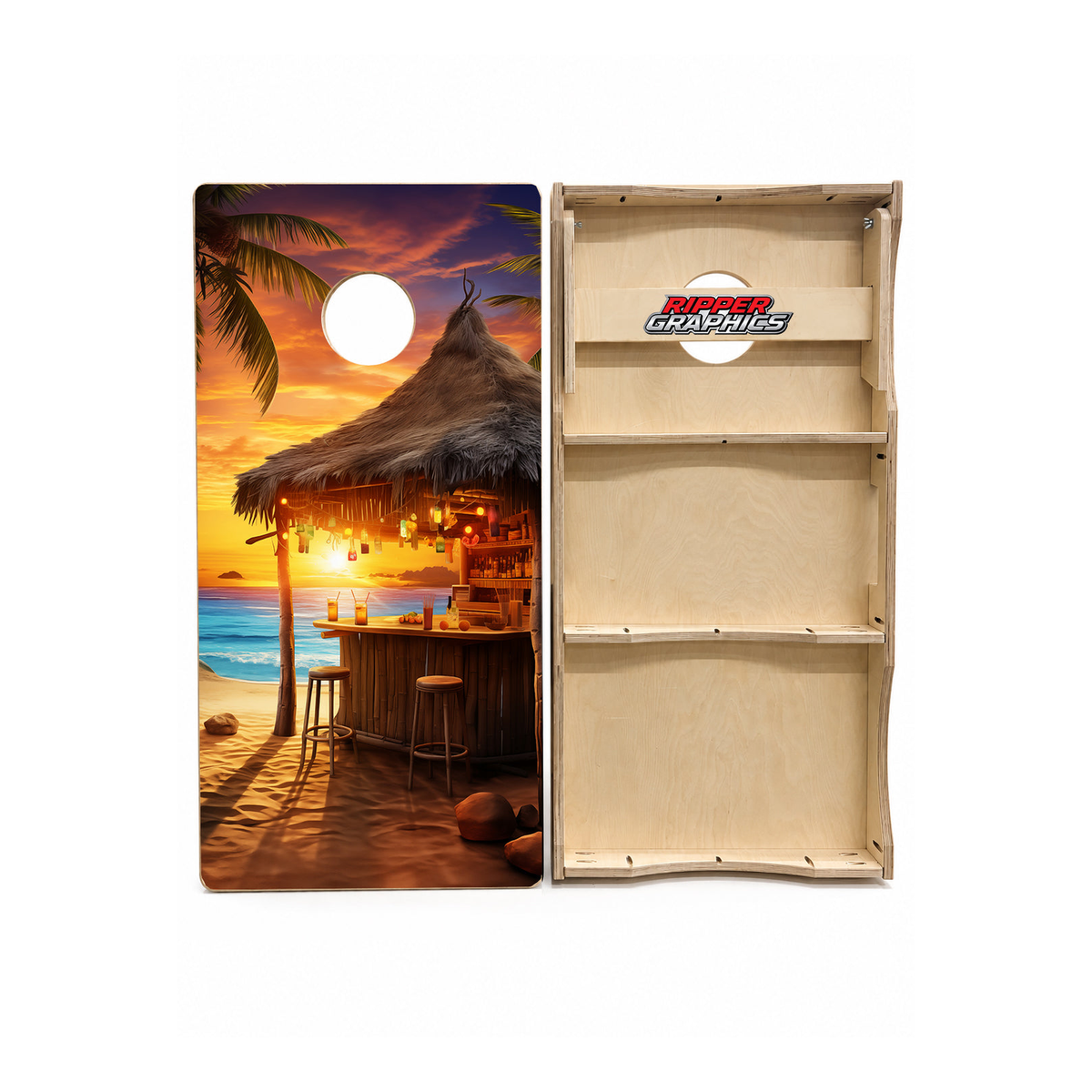 Beach Tiki Hut Cornhole Design - CH5025 - Great Call Athletics