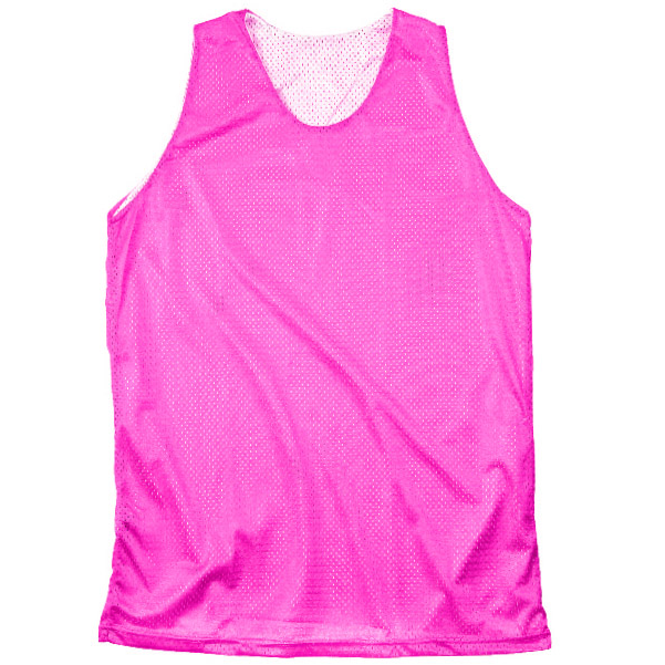 Martin Sports Reversible Tricot Mesh Tank Top, Double Ply in Fuchsia/White Adult 2XL - Front View