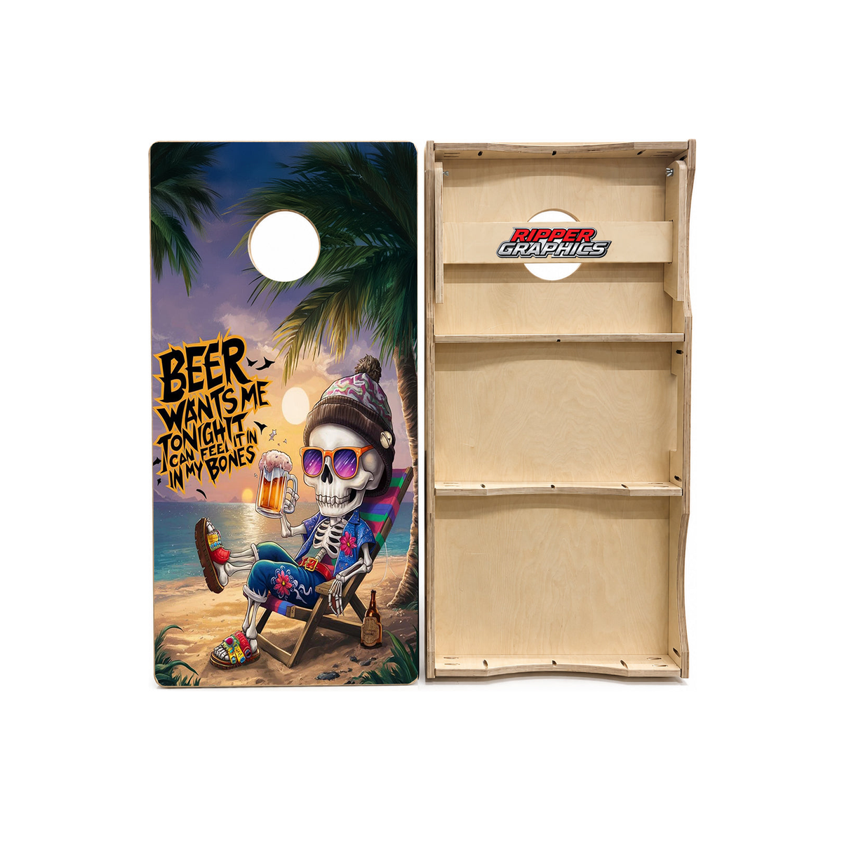 Beer Skeleton Cornhole Design product photo