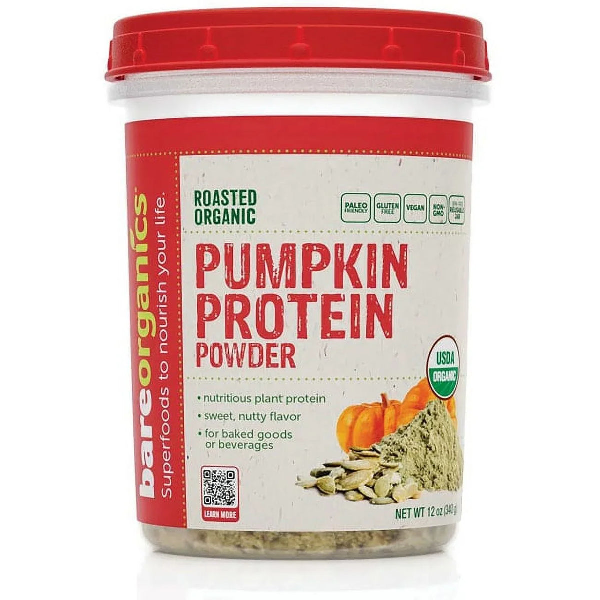 Bare Organics Organic Pumpkin Protein Powder, 12 oz