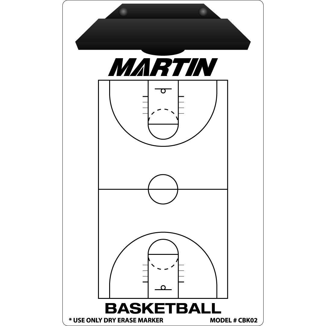 Martin Sports Basketball Coaching Board, Full and Half Court - Front View