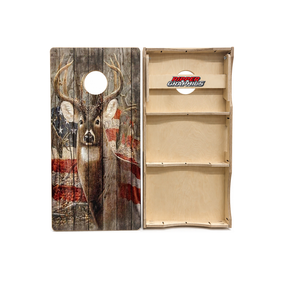 Big Buck American Flag Cornhole Design product photo