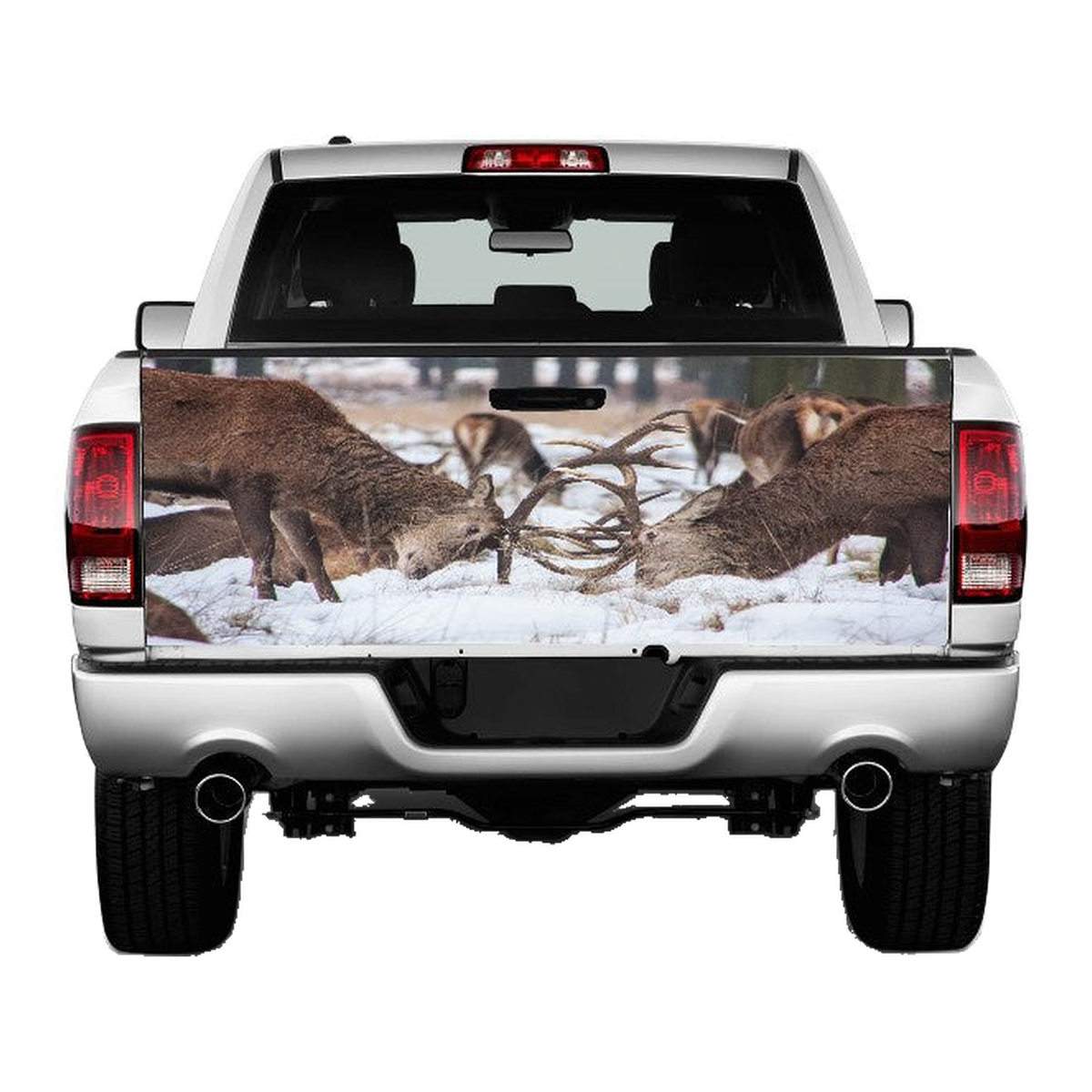 Big Bucks Fighting In The Snow Tailgate Wrap Vinyl Graphic Decal Sticker product photo