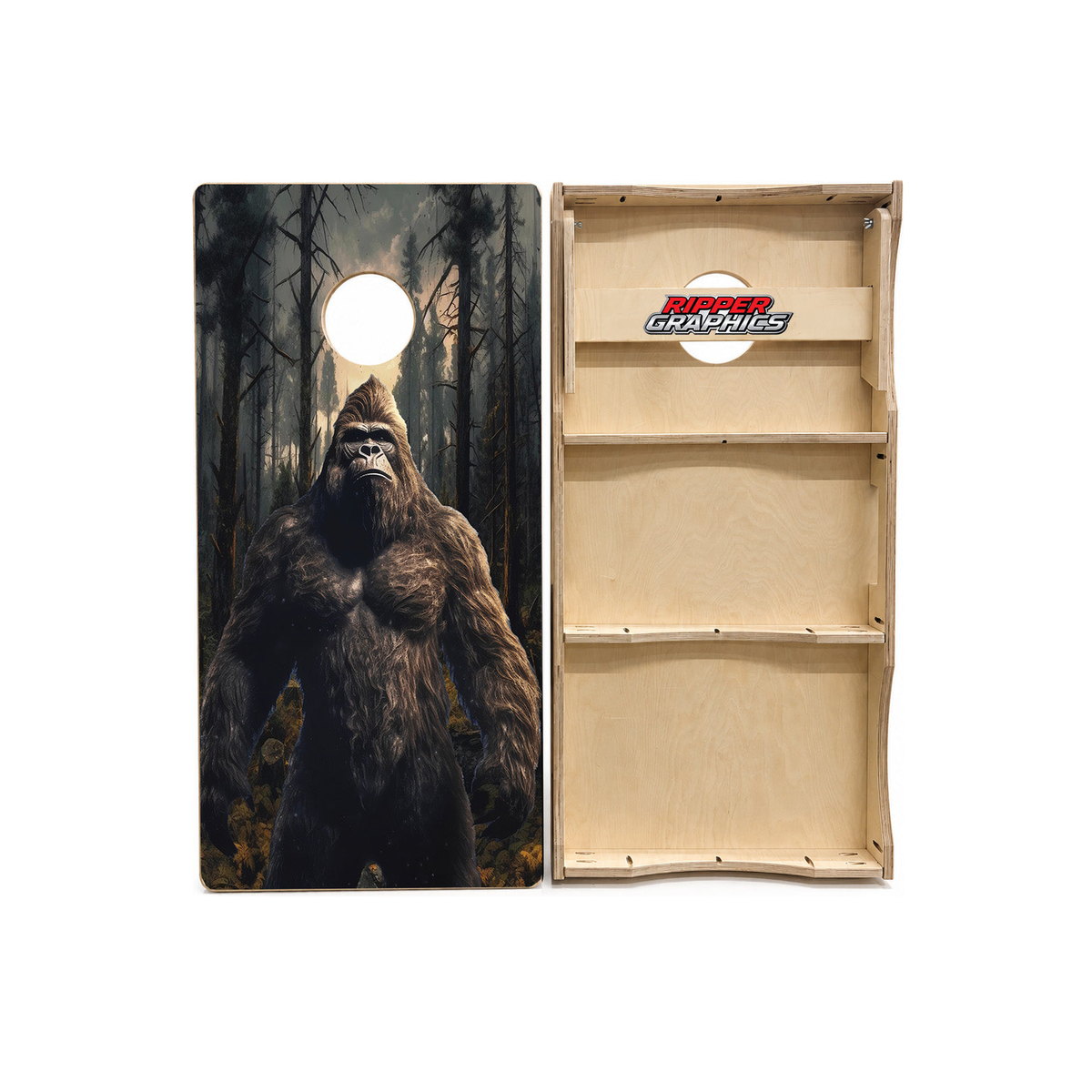 Bigfoot In The Woods Cornhole Design product photo