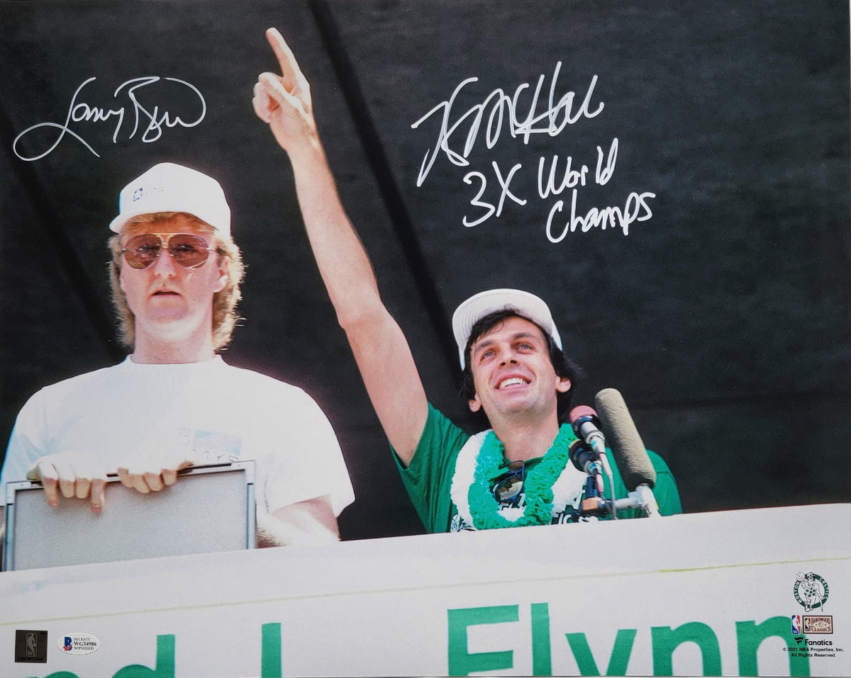 Larry Bird Kevin McHale Autographed Boston Celtics 16X20 Photo W/ 3X World Champs Beckett Witnessed