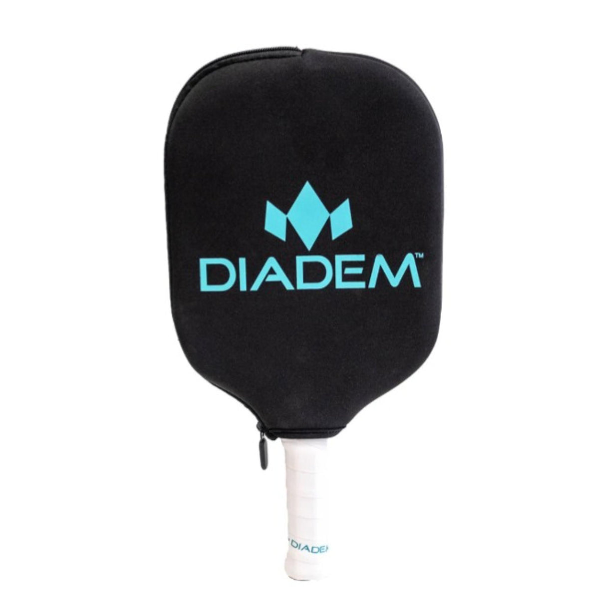 Diadem paddle cover with a zippered design and large front logo, shown fitted over a paddle with handle visible.