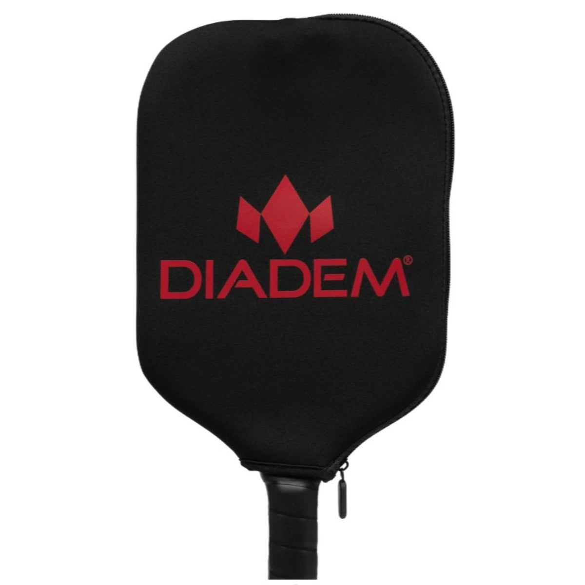 Diadem paddle cover with a zippered design and large front logo, shown fitted over a paddle with handle visible.