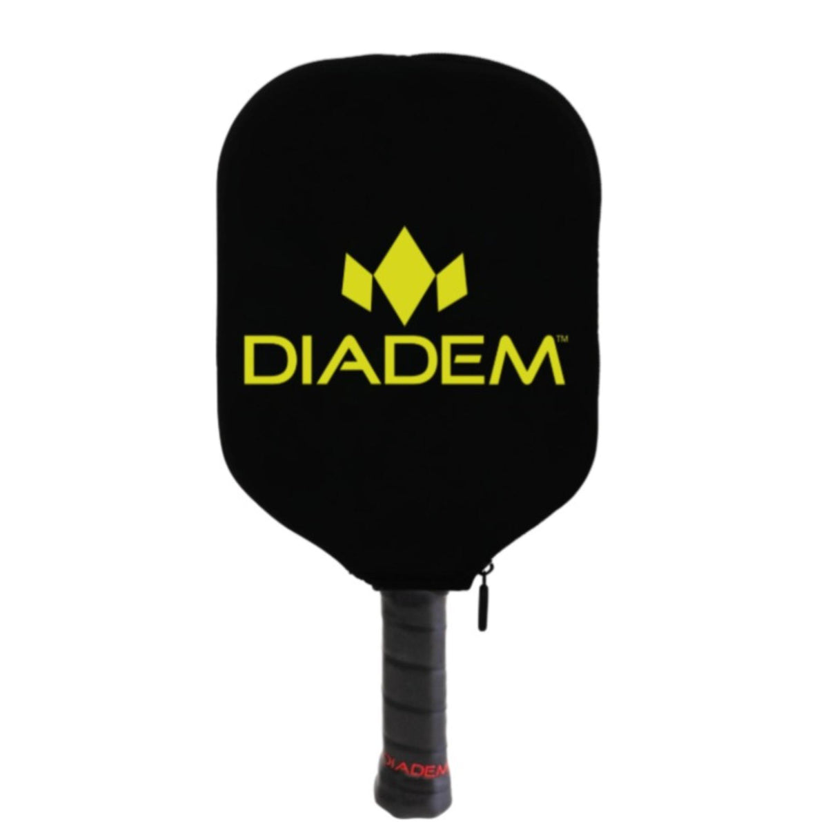 Diadem paddle cover with a zippered design and large front logo, shown fitted over a paddle with handle visible.