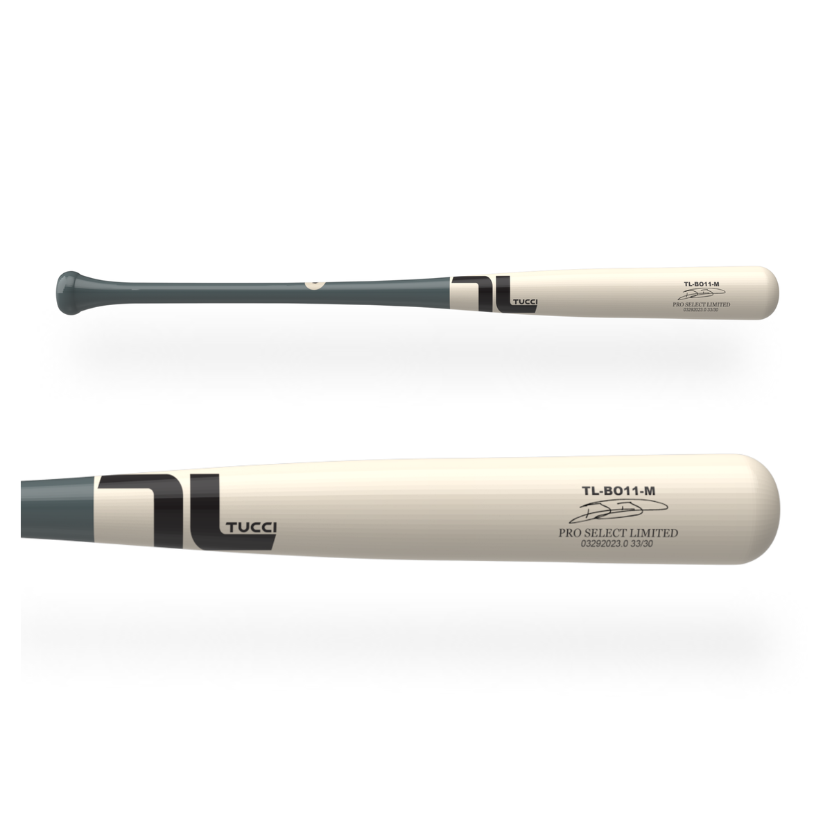 TUCCI Bo Bichette Signature Model Pro Select Limited Wood Bat in Charcoal/Black/Whitewash