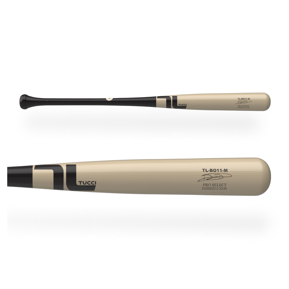 TUCCI Bo Bichette Signature Model Pro Select Wood Bat in Black/Black/Natural