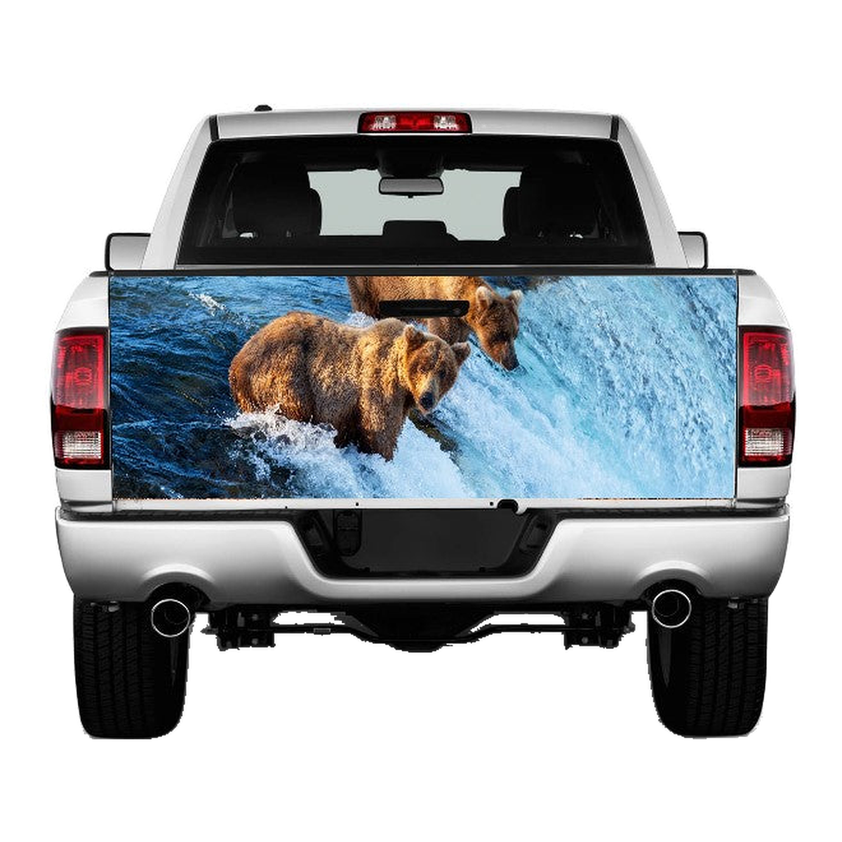 Brown Bears Fishing For Salmon Tailgate Wrap Vinyl Graphic Decal Sticker product photo