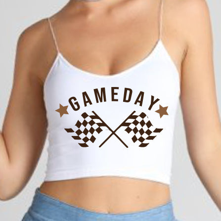 Brown & White Game Day Spaghetti Strap Top