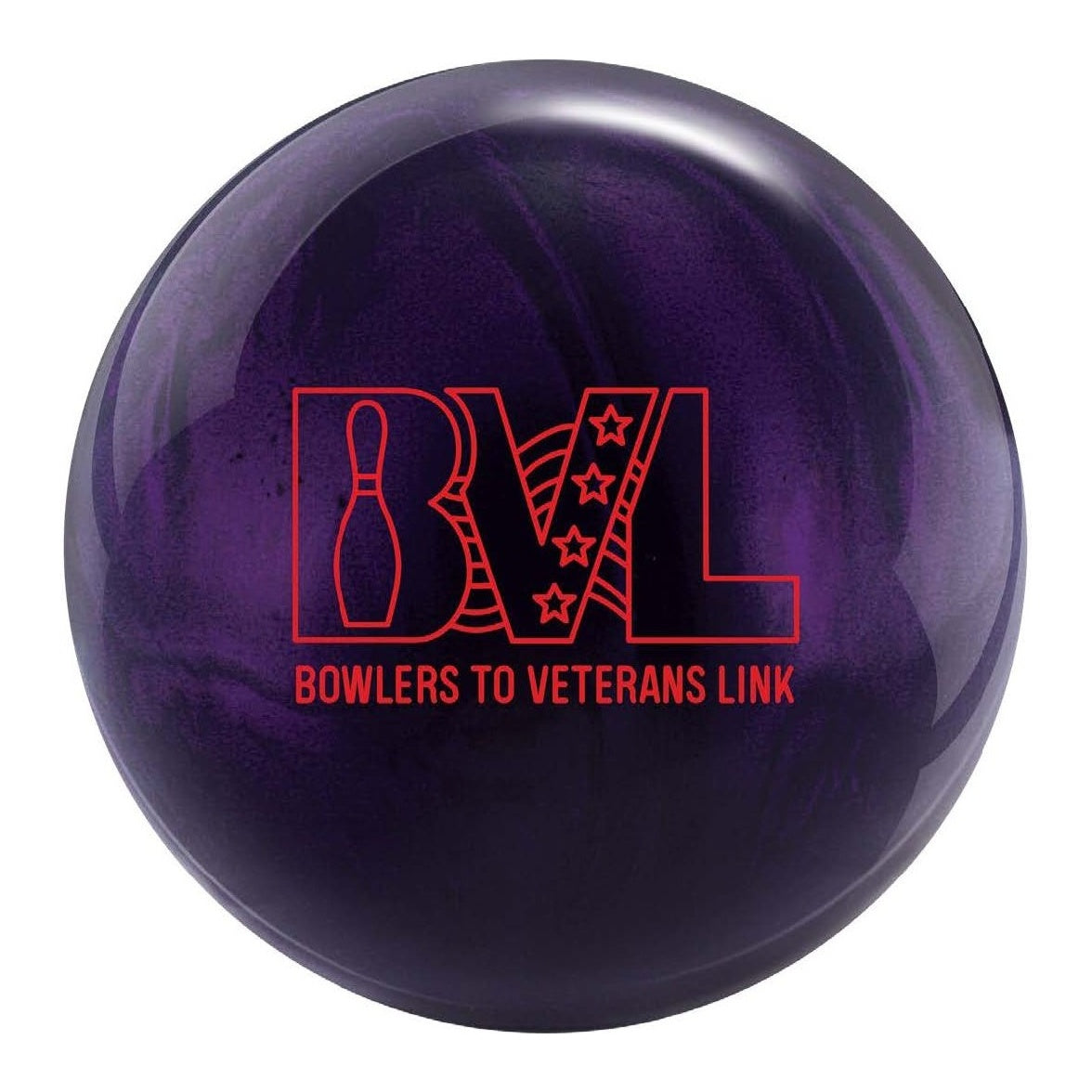 Brunswick BVL Veterans 2024 Purple Bowling Ball in Deep Purple Pearl - front