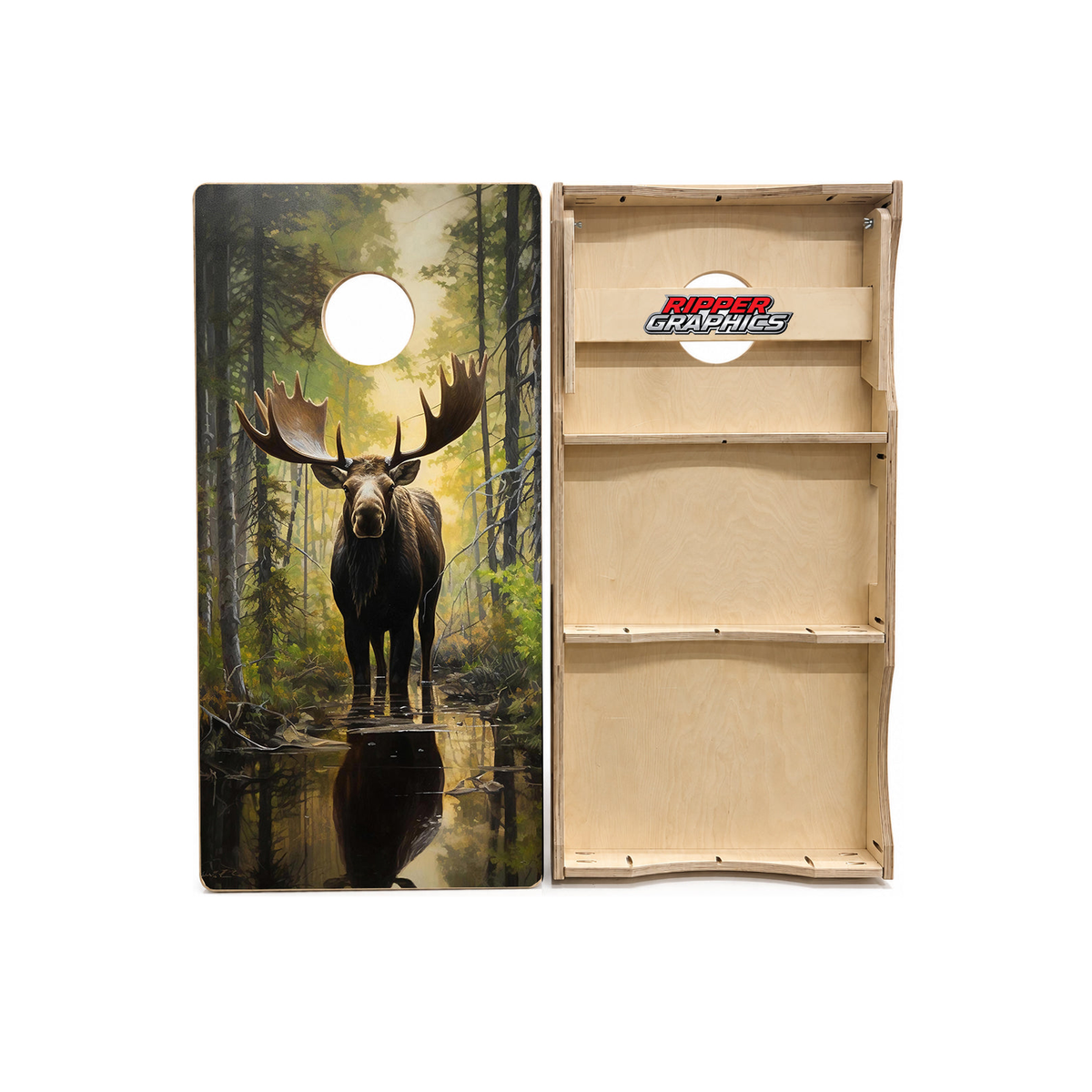 Bull Moose in Woods Cornhole Design product photo