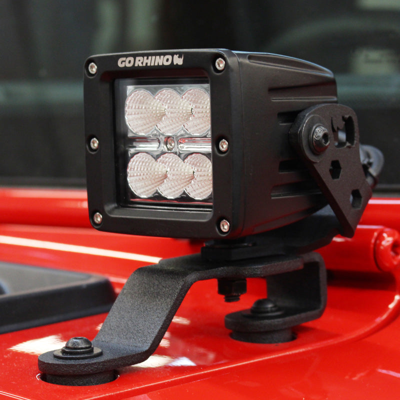 Go Rhino 18-20 Jeep Wrangler JL/JLU/Gladiator JT Light Mount - 3in Cube - View 3