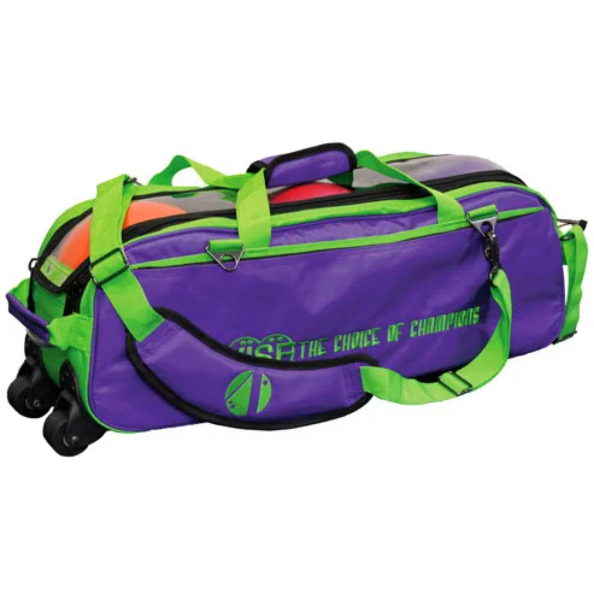 Vise 3 Ball Clear Top Roller Tote Bowling Bag