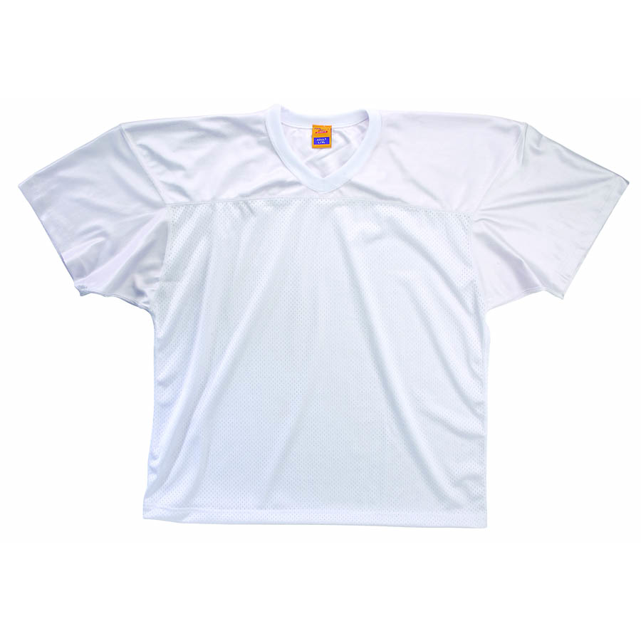 Martin Sports Football Jersey, Tricot Mesh with Dazzle Cowl in White Adult 2XL - Front View