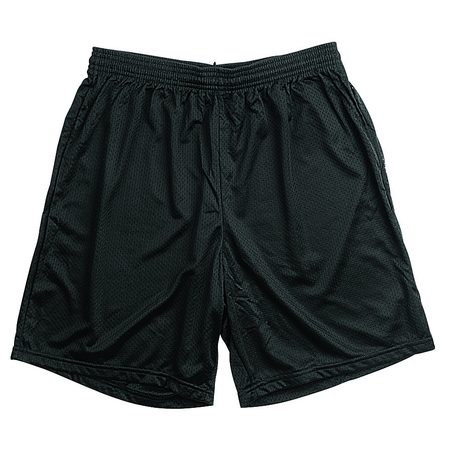 Martin Sports Tricot Mesh Shorts, 2 Ply Polyester in Black Adult 2XL - Front View