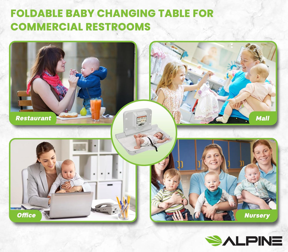 Wall-Mount Fold-Down Baby Changing Station with Safety Straps - View 9