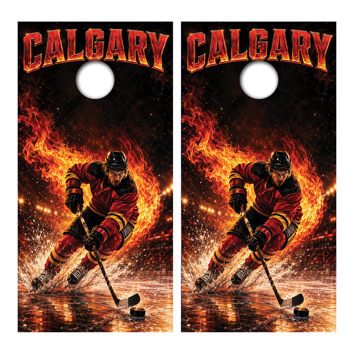 Calgary Flames Inspired Cornhole Design - Corn5166 - Great Call Athletics