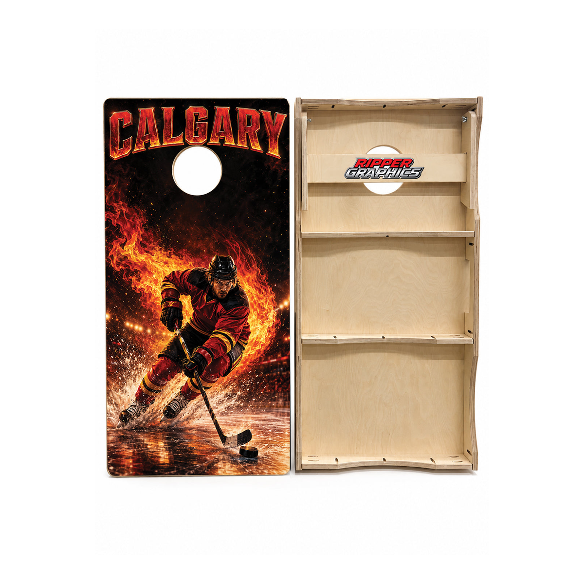 Calgary Flames Inspired Cornhole Design - CH5166 - Great Call Athletics