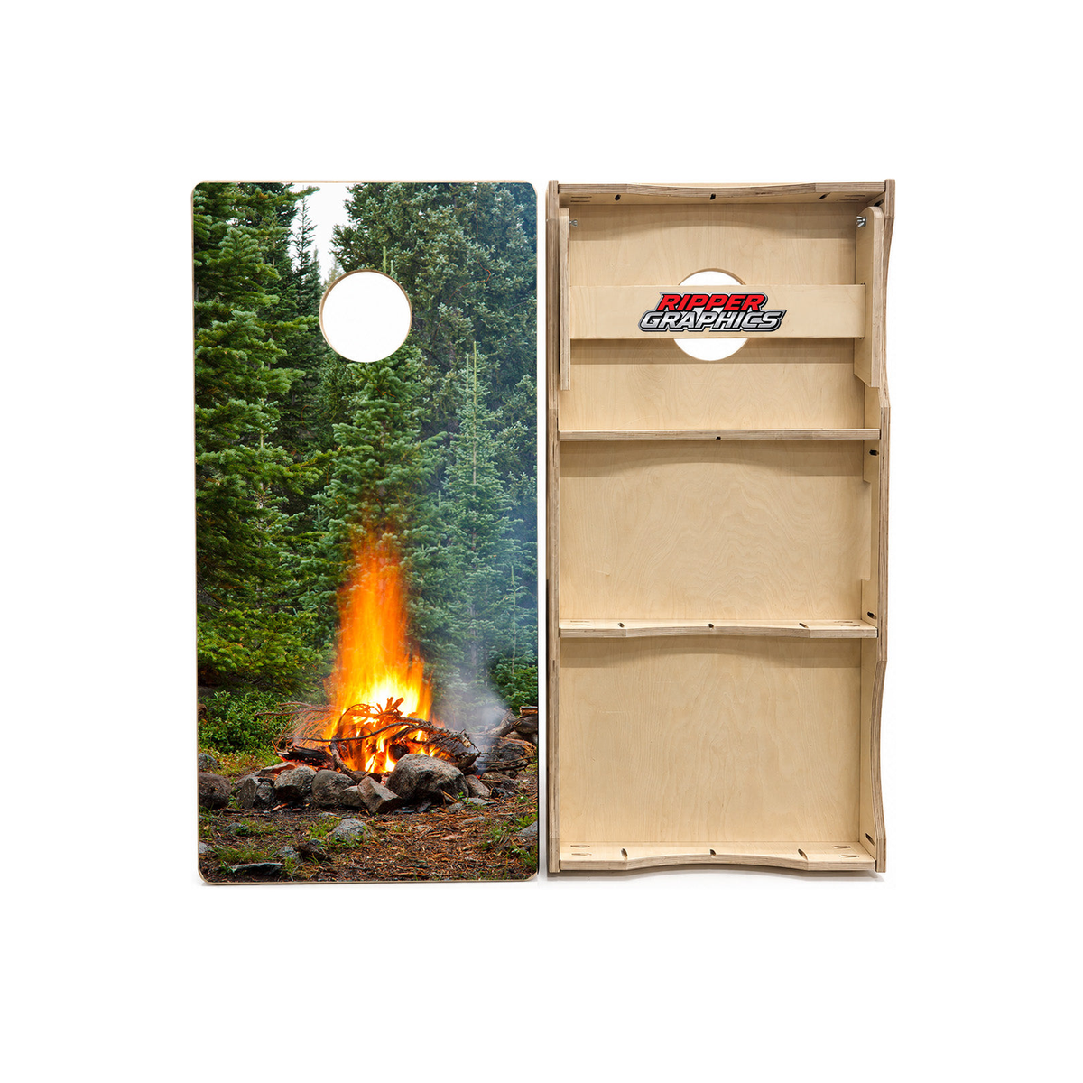 Camping Bonfire Cornhole Design product photo