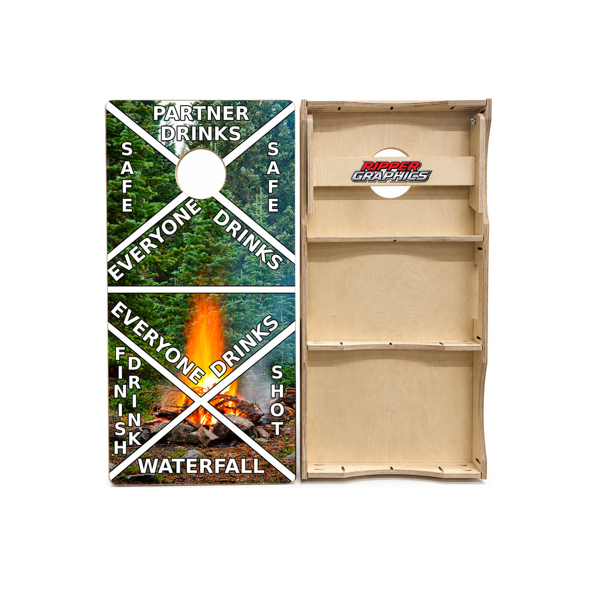 Camping Bonfire Drinking Game Cornhole Design product photo