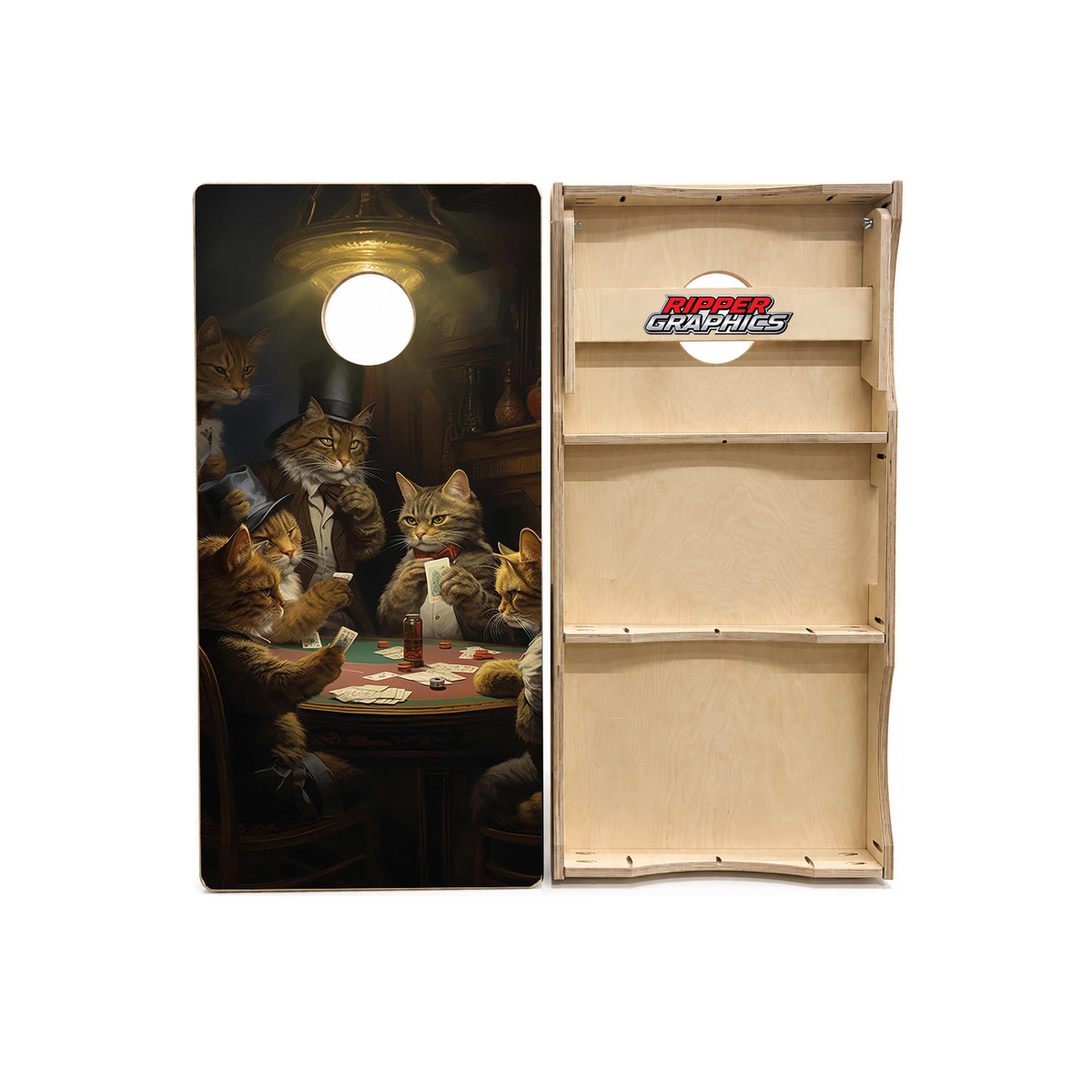 Cats Playing Poker Cornhole Design product photo