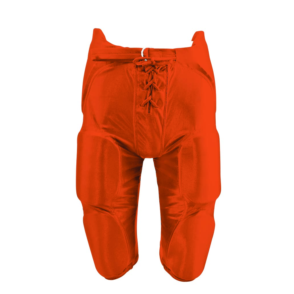 Martin Sports Integrated Dazzle Football Pants, 7 Pad Set Sewn In in Orange Adult 2XL - Front View