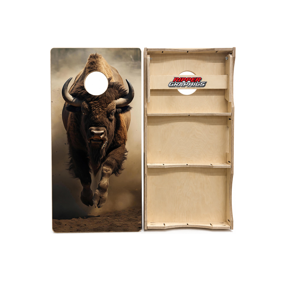Charging African American Buffalo Cornhole Design product photo
