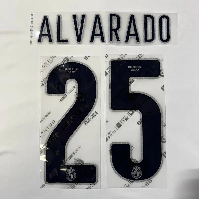 Chivas 2025/26 Home ALVARADO #25 Official Name Set