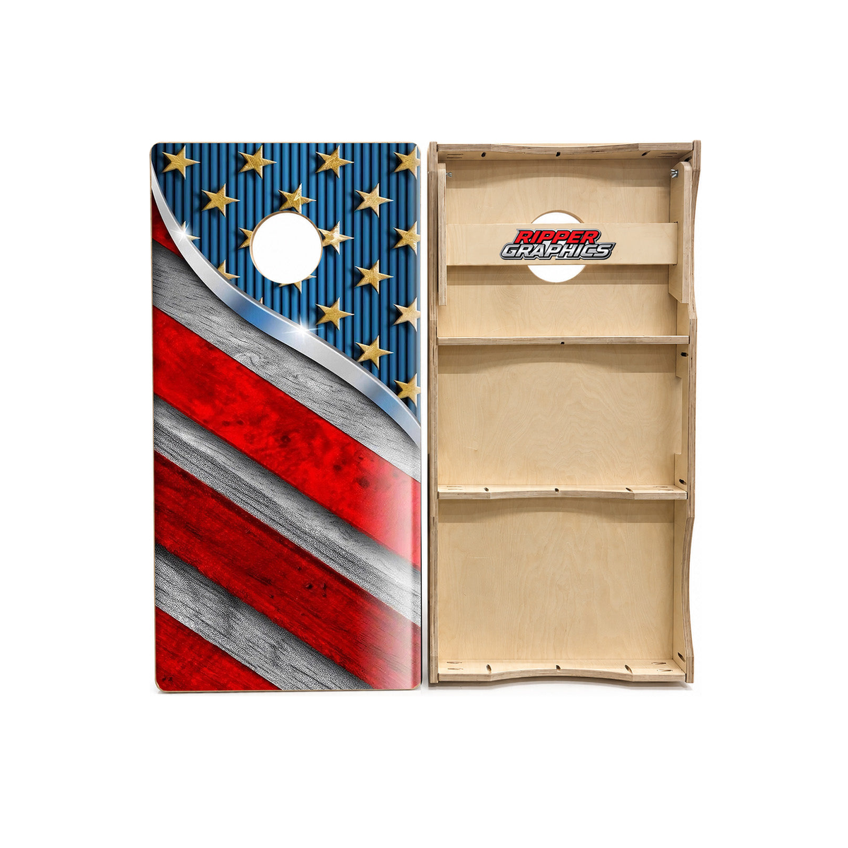Chrome American Flag Cornhole Design product photo