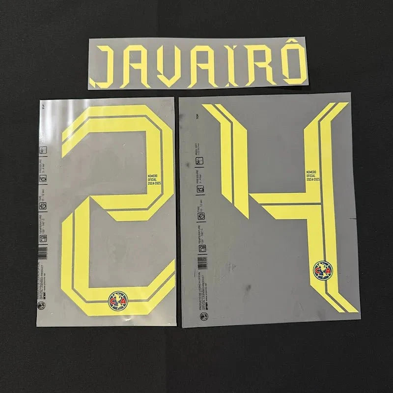 Club America 2024-25 Away JAVAIRO #24 Official Name Set