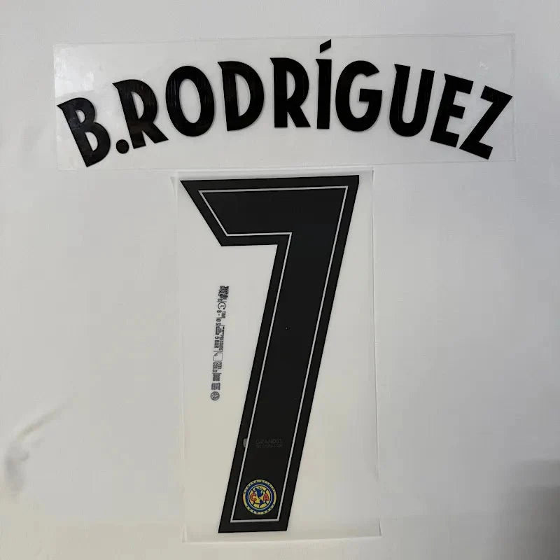 Club America 2025-26 Home B. RODRIGUEZ #7 Official Name Set