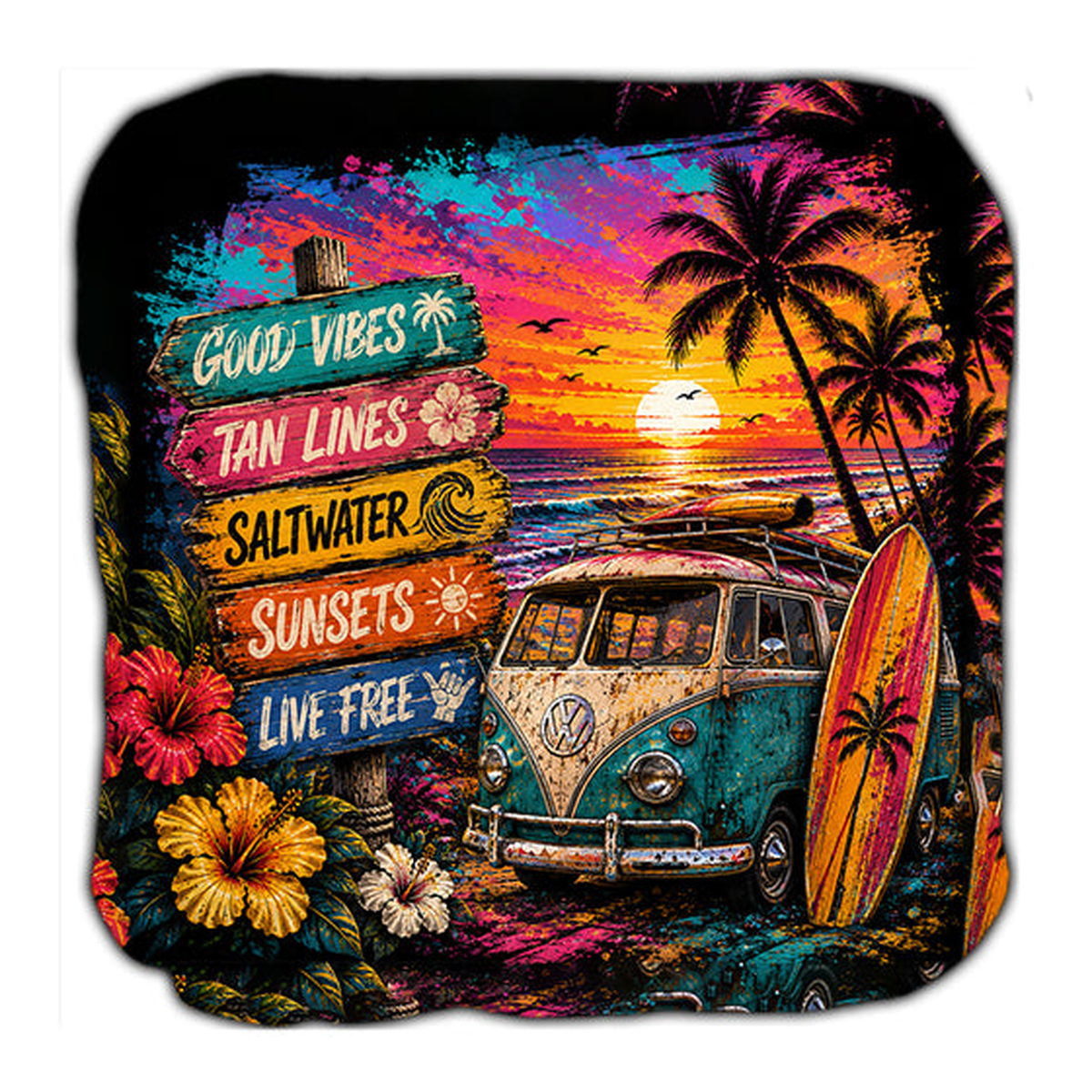 Cool Beach Vibes At Sun Set Cornhole Bags Set of 4 product photo
