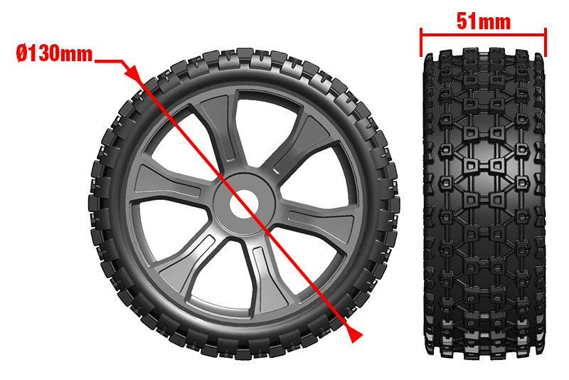 Asuga XLR Off-Road Low Profile Tires Glued on Black 1 pair - View 4
