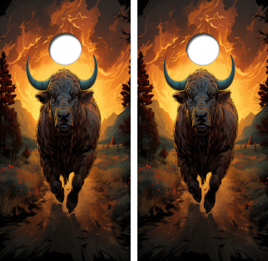 Angry Charging Bull Cornhole Design - View 2